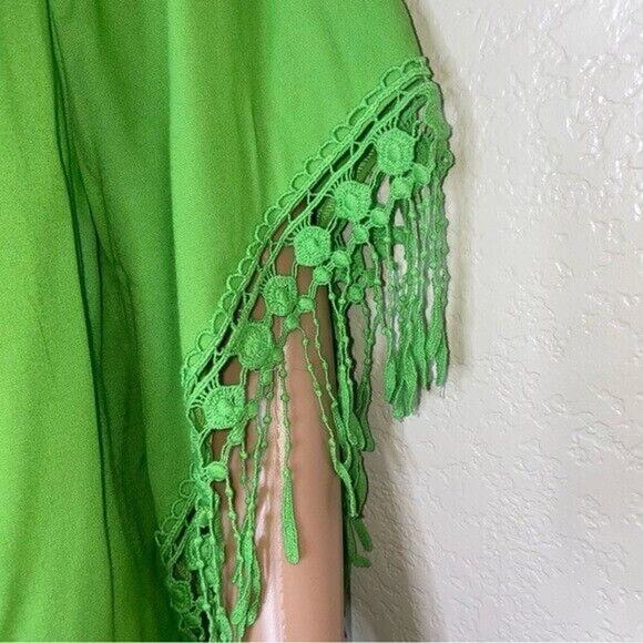 Sunny Leigh SZ LP bright green tasseled trim light weight top blouse - Picture 9 of 9